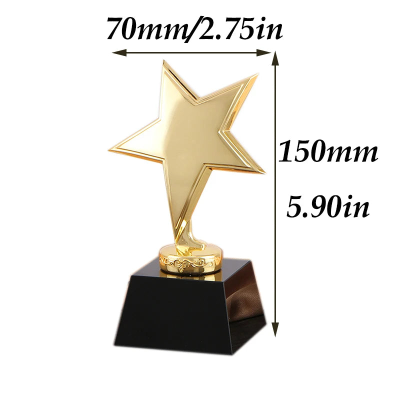 Gold Metal Star Crystal Trophy Free Custom Engraving Music Singer Speech Beauty Contest Prize Best Awards