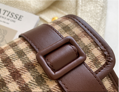 One-shoulder Fashion Trendy Plaid Cross-body Small Square Bag