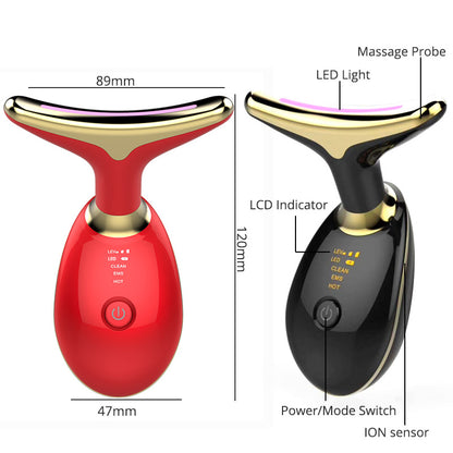 EMS Thermique Cou De Levage Et Serrer Masseur Électrique Microcourants Rides Remover LED Photon Visage Dispositif de Beauté Pour Femme