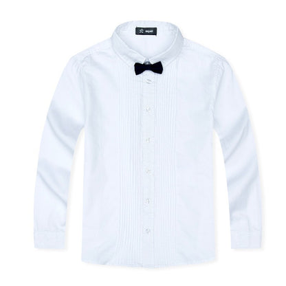 Exquisite Children's Dress Shirt British Style Solid Color Cotton Boy Bow Tie Shirt Shirt