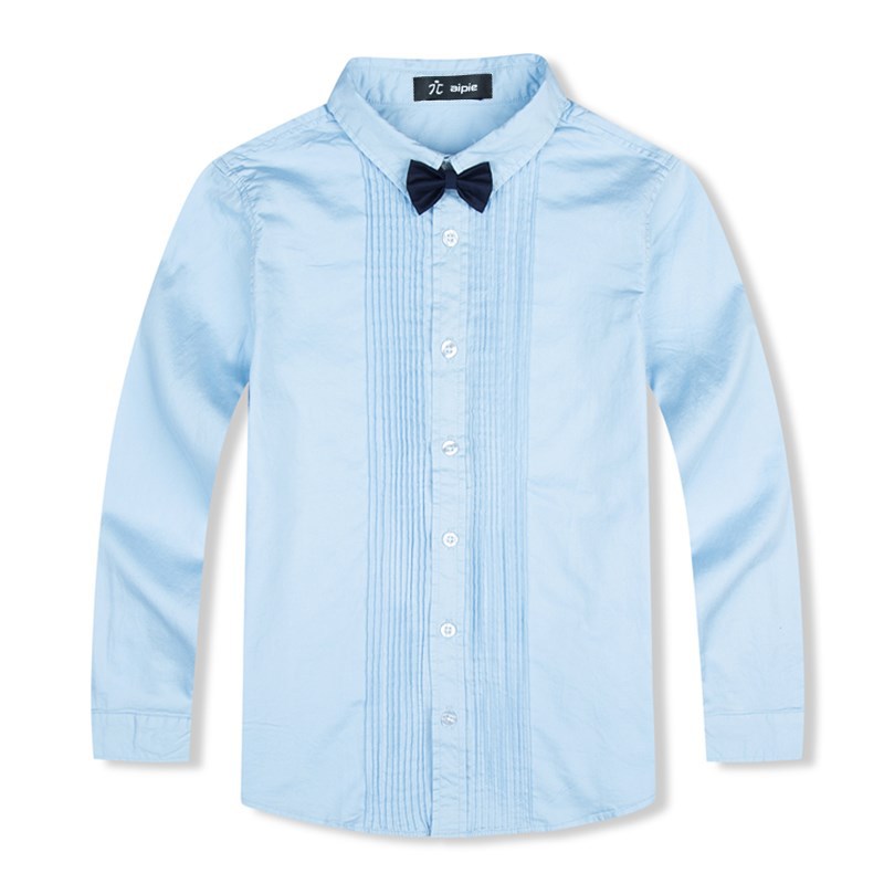 Exquisite Children's Dress Shirt British Style Solid Color Cotton Boy Bow Tie Shirt Shirt