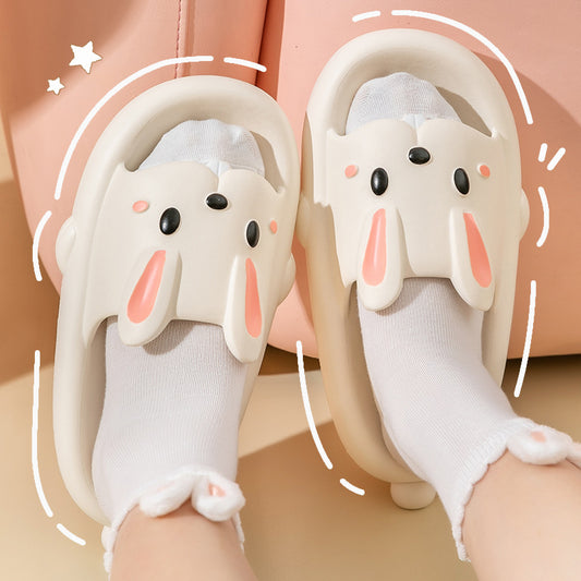 Mignon lapin pantoufles pour enfants femmes été maison chaussures salle de bain pantoufles
