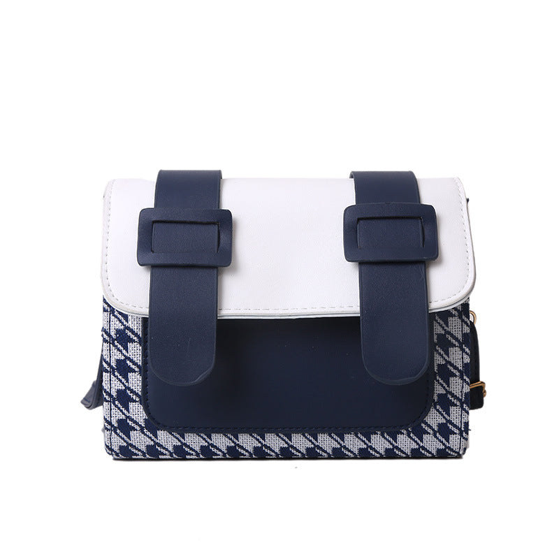 Petit sac carré simple à carreaux décontracté à une épaule, style coréen