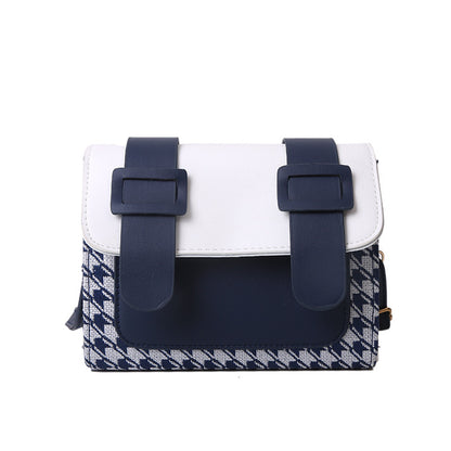 Petit sac carré simple à carreaux décontracté à une épaule, style coréen
