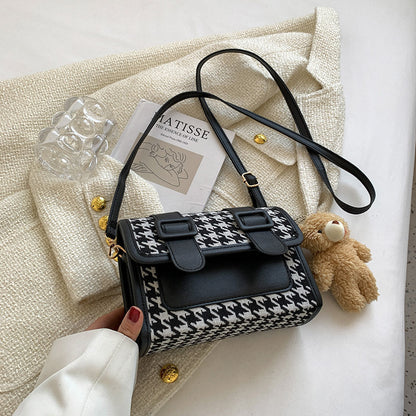 One-shoulder Fashion Trendy Plaid Cross-body Small Square Bag