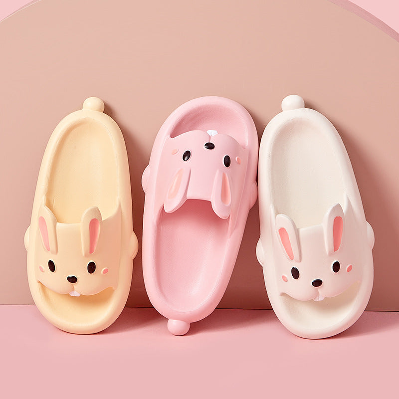 Mignon lapin pantoufles pour enfants femmes été maison chaussures salle de bain pantoufles