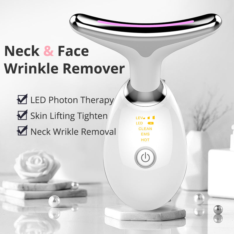 EMS Thermique Cou De Levage Et Serrer Masseur Électrique Microcourants Rides Remover LED Photon Visage Dispositif de Beauté Pour Femme