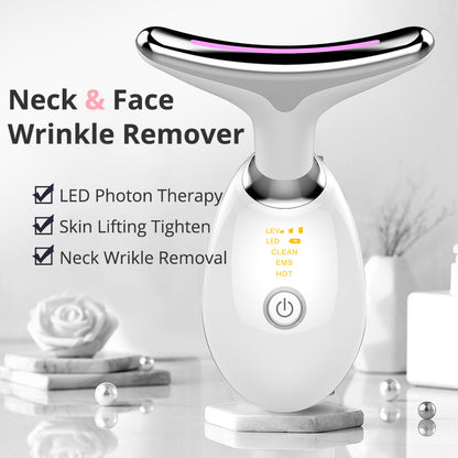 EMS Thermique Cou De Levage Et Serrer Masseur Électrique Microcourants Rides Remover LED Photon Visage Dispositif de Beauté Pour Femme