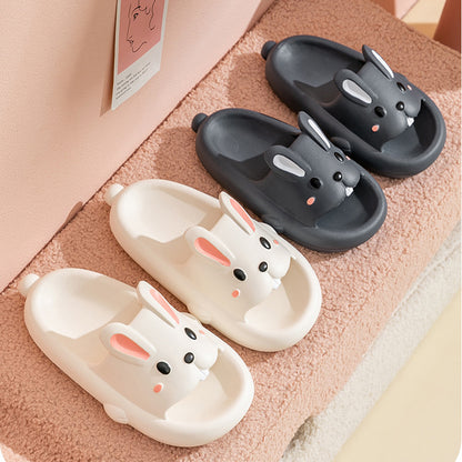 Mignon lapin pantoufles pour enfants femmes été maison chaussures salle de bain pantoufles