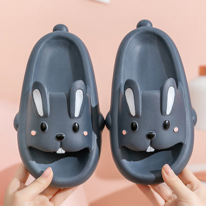 Mignon lapin pantoufles pour enfants femmes été maison chaussures salle de bain pantoufles