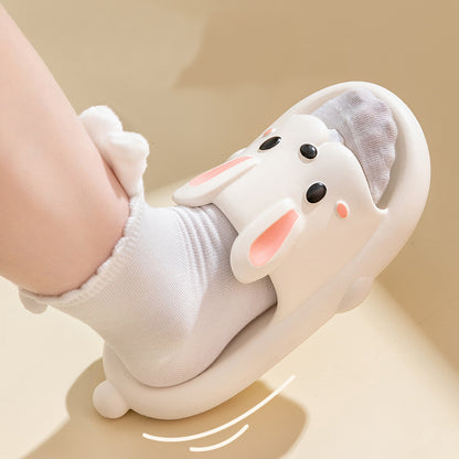Mignon lapin pantoufles pour enfants femmes été maison chaussures salle de bain pantoufles