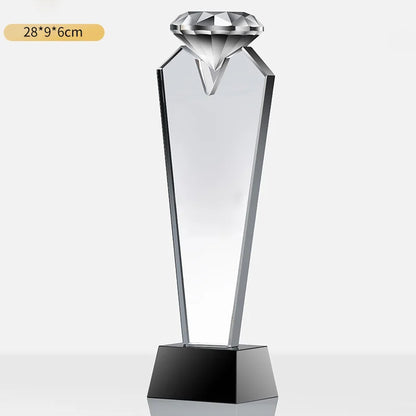 Customized Creative Crystal Trophy, High Honor Souvenir, Excellent Employee Enterprise Competition Awards, Blue, Home Decor, 1Pc