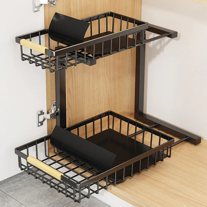 Microdata 2 Tier Metal under Sink Storage Rack with Sliding Drawer