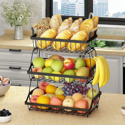 Vegetables Basket Large Capacity 3 Tiers Space Saving Metal Wire Basket