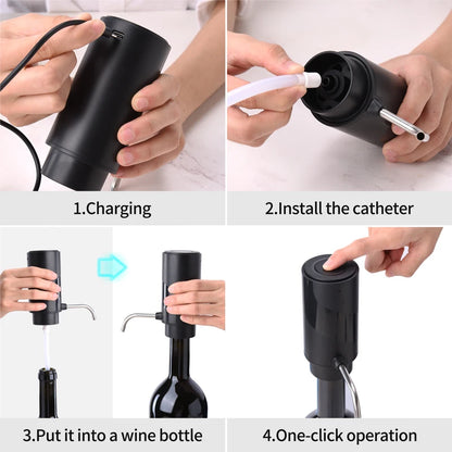 Rechargeable Electric Wine Aerator Dispenser One-touch Automatic Wine Decanter Intelligent Bar Accessories Valentine's Day Gift