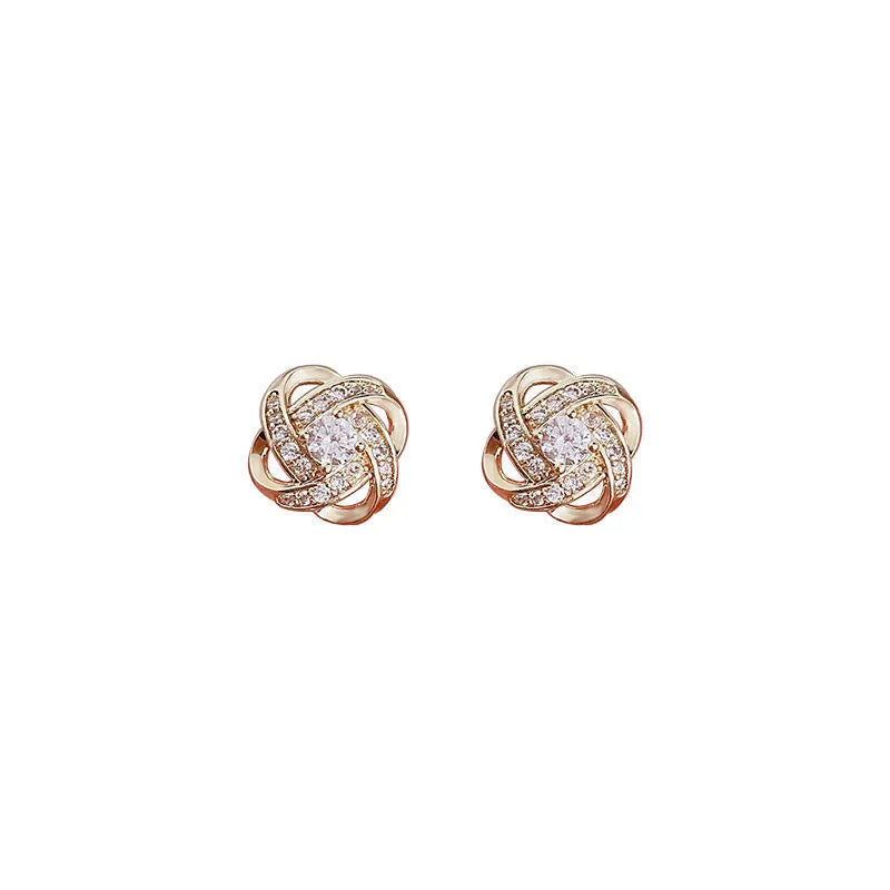 New Exquisite Shiny Zircon Heart Flower Earrings Korean Elegant Square Geometric Crystal Earrings for Women Fashion Jewelry Gift