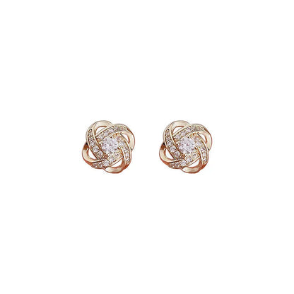 New Exquisite Shiny Zircon Heart Flower Earrings Korean Elegant Square Geometric Crystal Earrings for Women Fashion Jewelry Gift