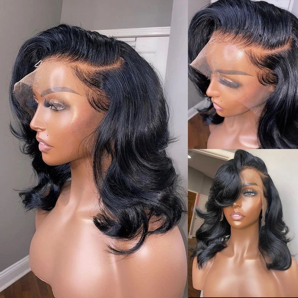 Brazilian Body Wave Short Bob Wig 13x4 Lace Front Human Hair Wigs for Women