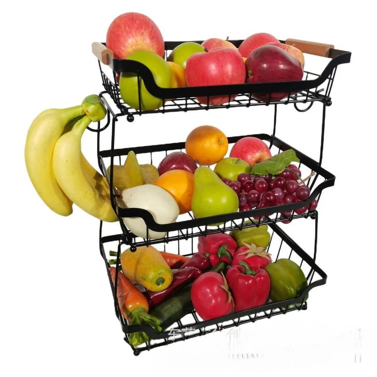 Vegetables Basket Large Capacity 3 Tiers Space Saving Metal Wire Basket