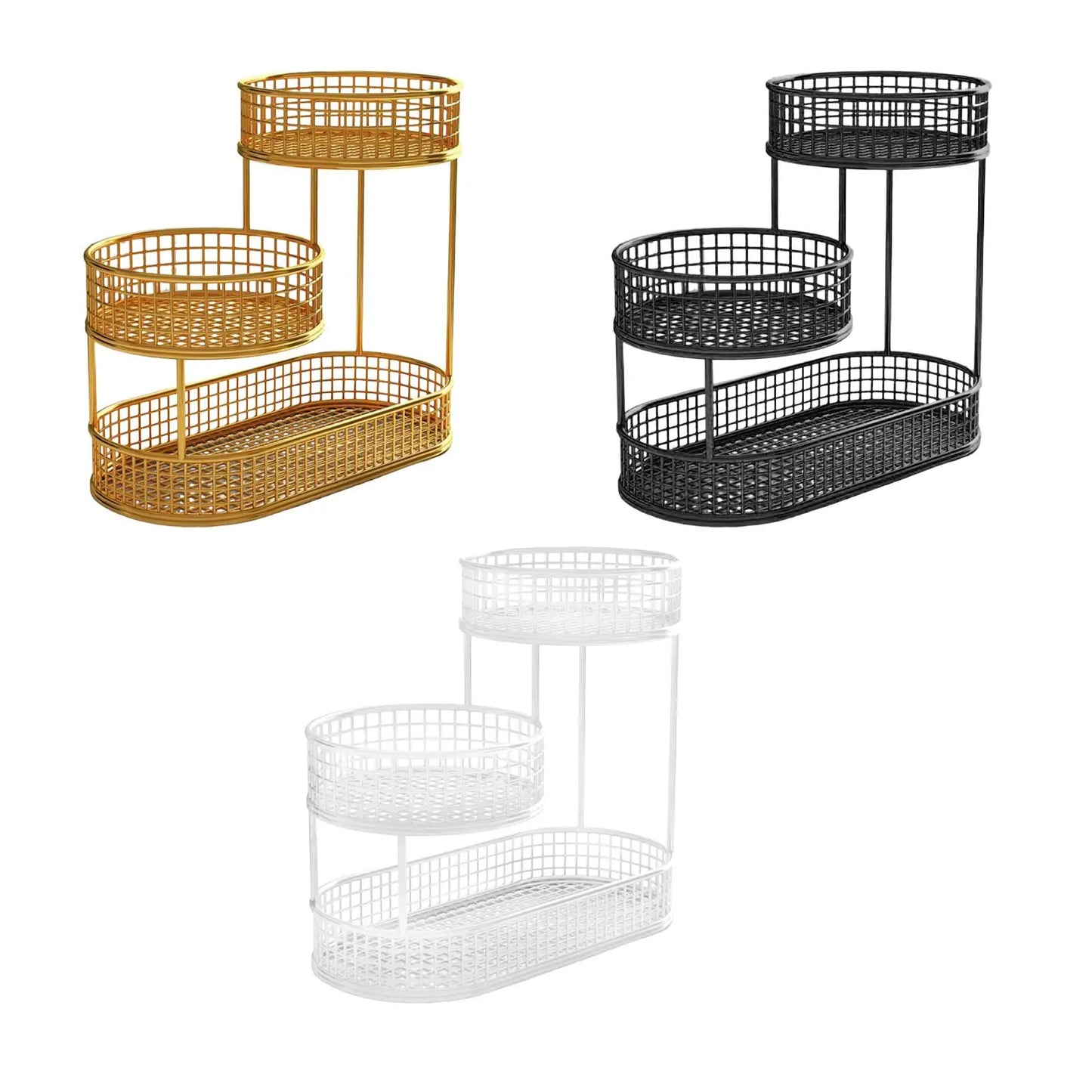 Countertop Fruit Basket Serving Stand, Counter Top Serving Tray, Space Saving Stand Serving Bowl Metal Wire Storage Basket