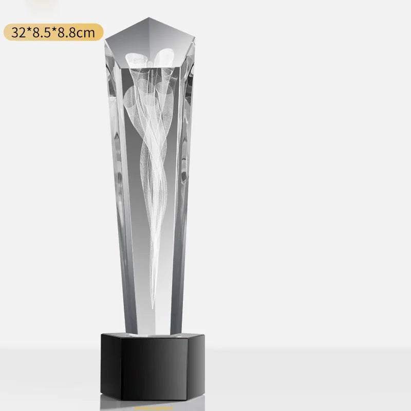 Customized Creative Crystal Trophy, High Honor Souvenir, Excellent Employee Enterprise Competition Awards, Blue, Home Decor, 1Pc
