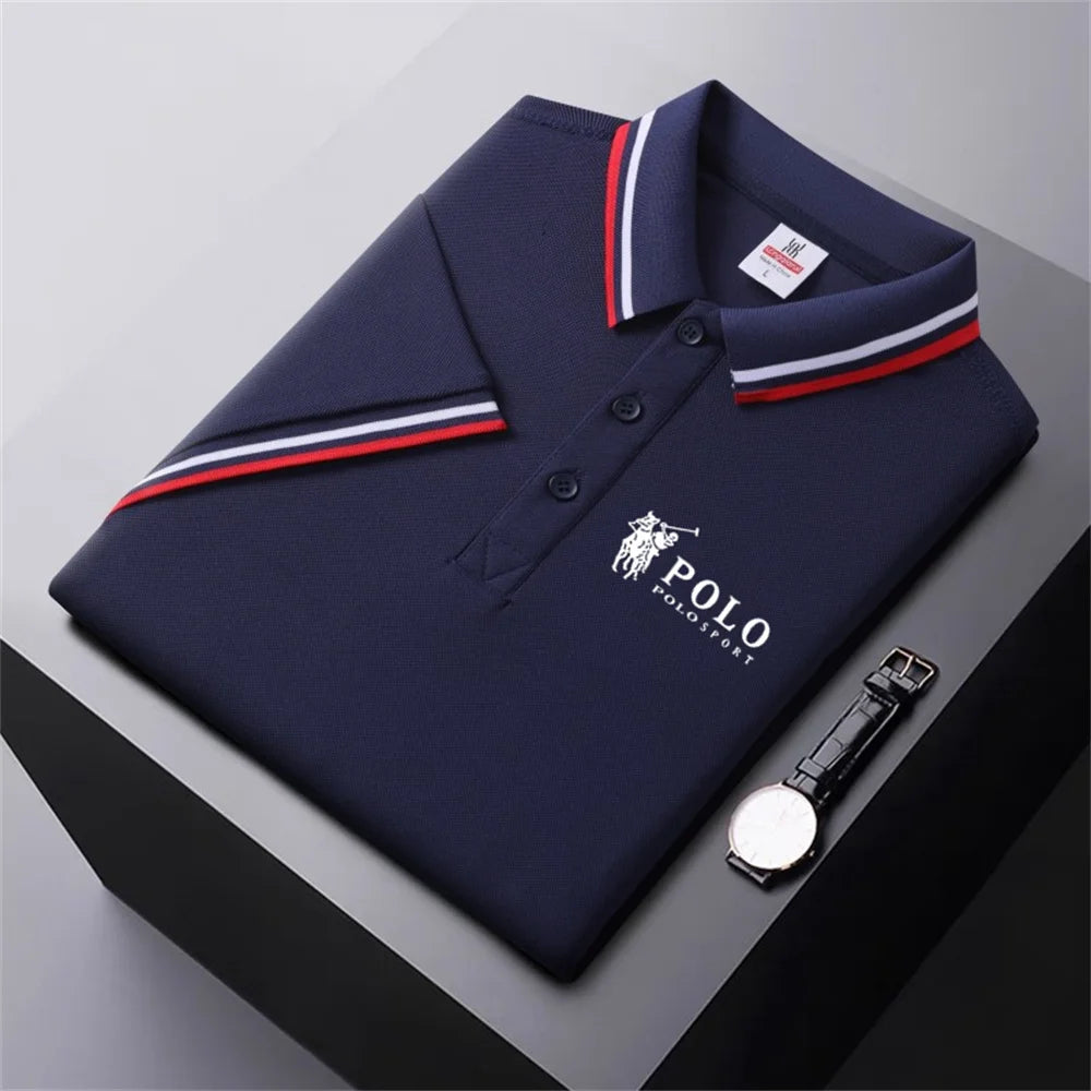 Men Breathable T-Shirt Business And Leisure POLO Shirt Summer New Fashion Short Sleeve Clothes Solid Color Comfortable Pullovers