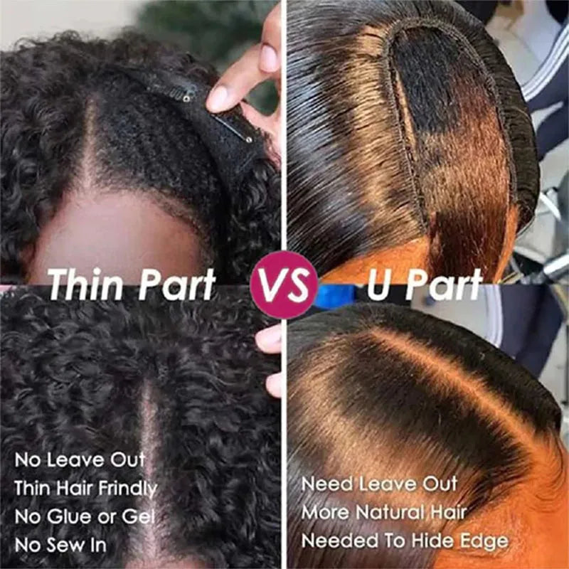 Wig Human Hair No Leave Out Glueless Brazilian Deep Curly Wave U Part Human Hair Wig for Women 180% Density