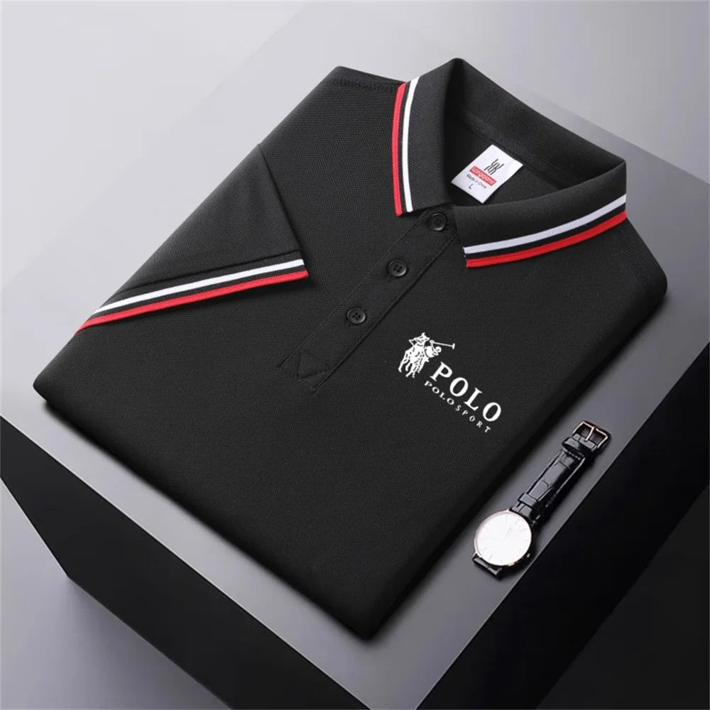 Men Breathable T-Shirt Business And Leisure POLO Shirt Summer New Fashion Short Sleeve Clothes Solid Color Comfortable Pullovers