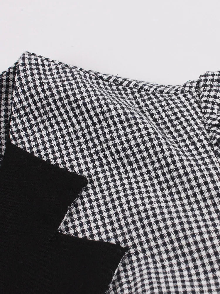 Tonval Plaid and Black Elegant Ladies Rockabilly Cotton Dresses