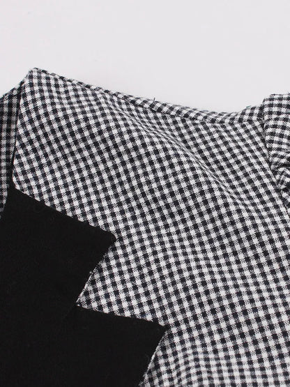 Tonval Plaid and Black Elegant Ladies Rockabilly Cotton Dresses