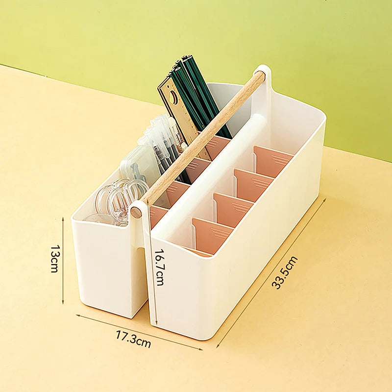 1pc Multifunctional Storage Holder School Office Portable Pen Holder Storage Box Large Capacity Desktop Sundries Storage Basket
