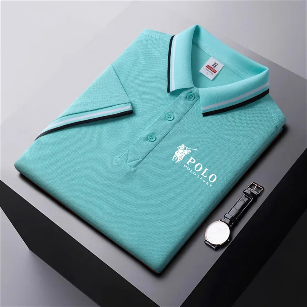 Men Breathable T-Shirt Business And Leisure POLO Shirt Summer New Fashion Short Sleeve Clothes Solid Color Comfortable Pullovers