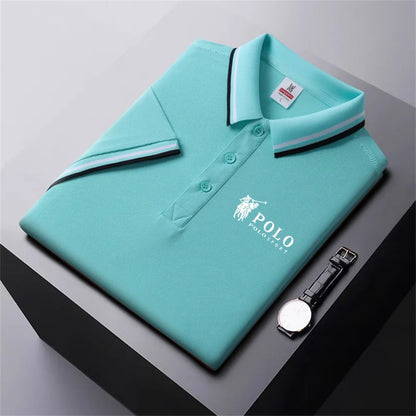 Men Breathable T-Shirt Business And Leisure POLO Shirt Summer New Fashion Short Sleeve Clothes Solid Color Comfortable Pullovers
