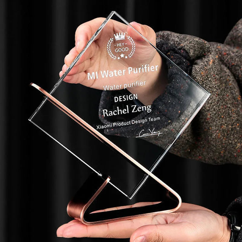 Metal Crystal Crystal Trophy Custom Engraving LOGO Text Personalized Gifts Souvenir Champion Awards Cup Crystal Crafts