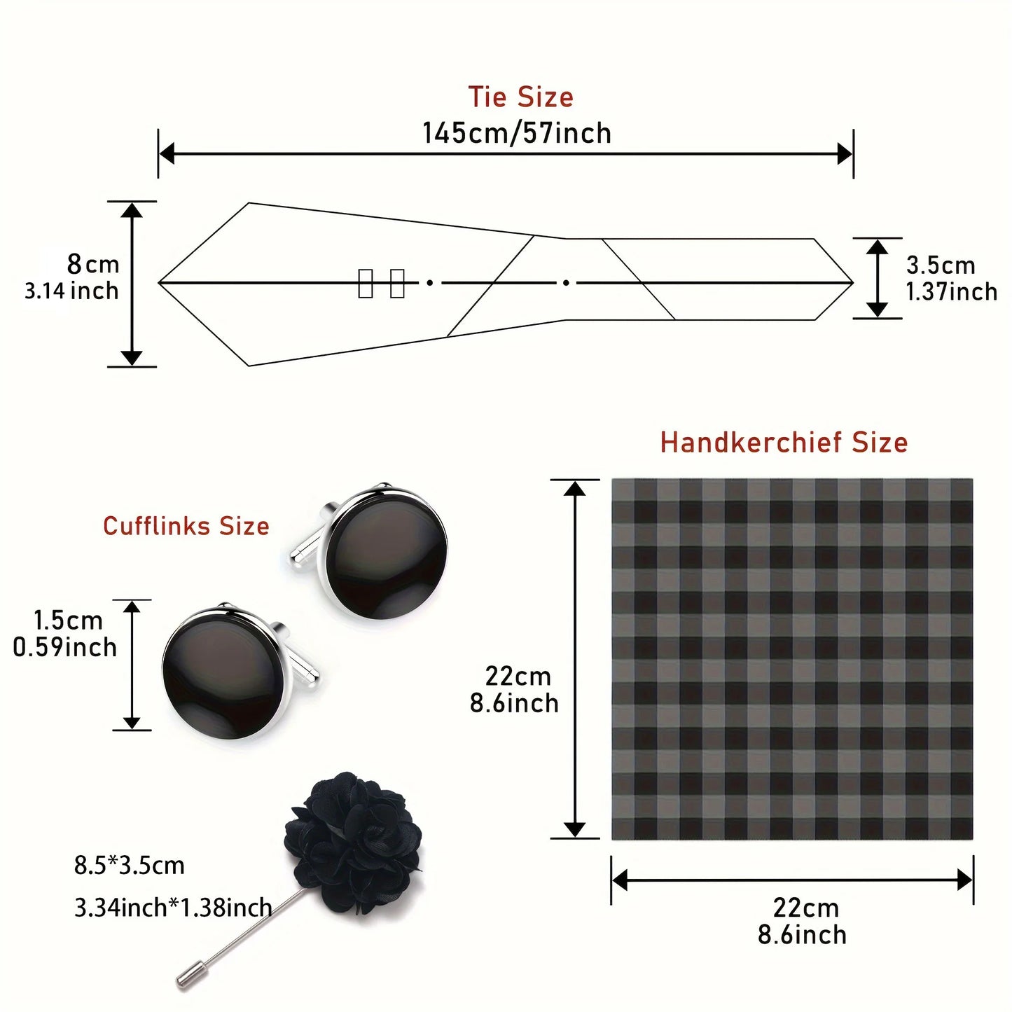 Luxurious Fashion Gift Box Men 8 cm Tie Sets Necktie Handkerchief Cufflinks Clip Brooch Set Golden Print Fit Wedding