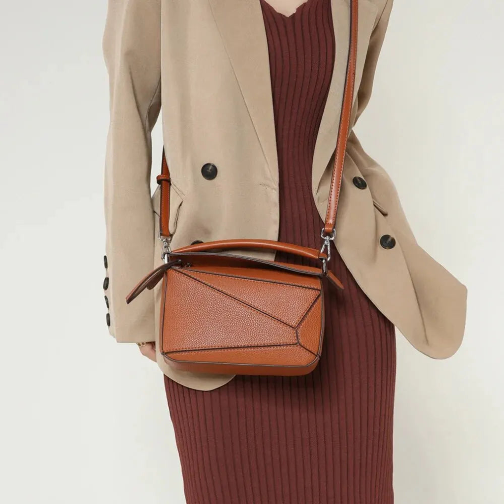 Mini Geometry Bag Classic Handbag Single Shoulder Crossbody Bag Women Street Style Soft Pu Material Daily Match Small Zipper