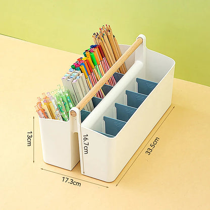 1pc Multifunctional Storage Holder School Office Portable Pen Holder Storage Box Large Capacity Desktop Sundries Storage Basket