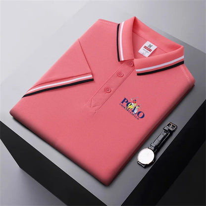 Men Breathable T-Shirt Business And Leisure POLO Shirt Summer New Fashion Short Sleeve Clothes Solid Color Comfortable Pullovers