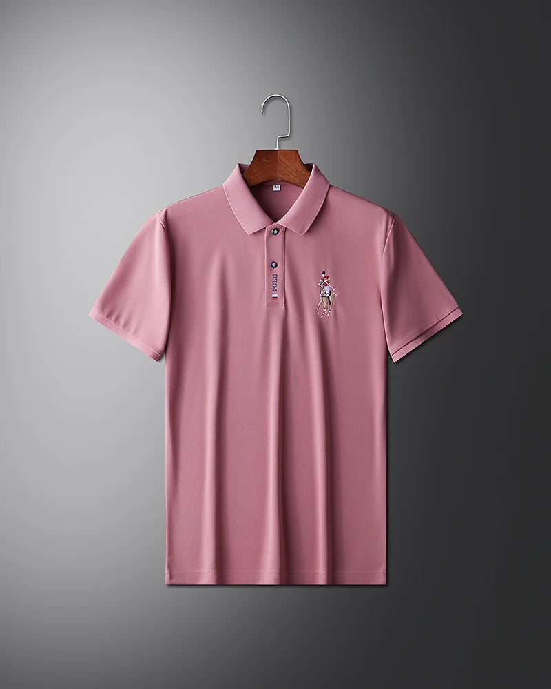 Men's 2024 New Summer Short Sleeved Exquisite Embroidered Polo Shirt High End Brand Business Casual Lapel T-Shirt Men's Wear