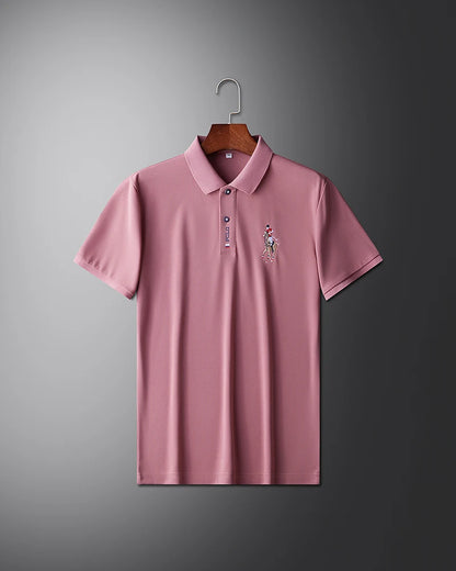 Men's 2024 New Summer Short Sleeved Exquisite Embroidered Polo Shirt High End Brand Business Casual Lapel T-Shirt Men's Wear