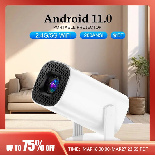 Android 11 Projector with WiFi 6 and Bluetooth Smart Mini Portable Projector 2.4g 5.8g Pocket Outdoor