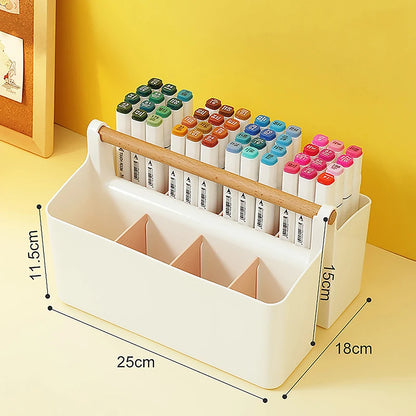 1pc Multifunctional Storage Holder School Office Portable Pen Holder Storage Box Large Capacity Desktop Sundries Storage Basket