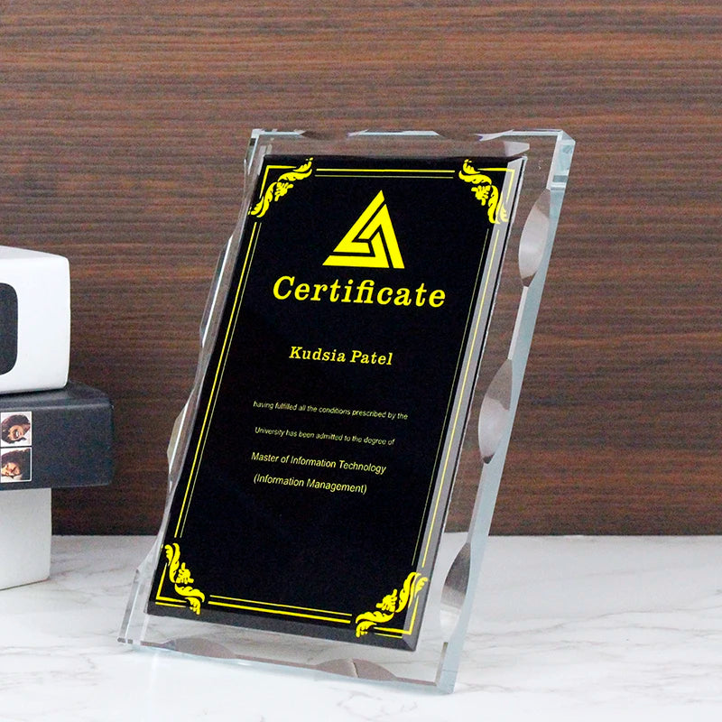 Free Customized Crystal Trophy Certificate Dance Competition Awards Gifts Home Room Decoration Accessory