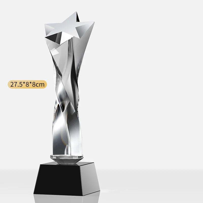 Customized Creative Crystal Trophy, High Honor Souvenir, Excellent Employee Enterprise Competition Awards, Blue, Home Decor, 1Pc