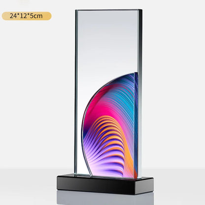 Customized Creative Crystal Trophy, High Honor Souvenir, Excellent Employee Enterprise Competition Awards, Blue, Home Decor, 1Pc