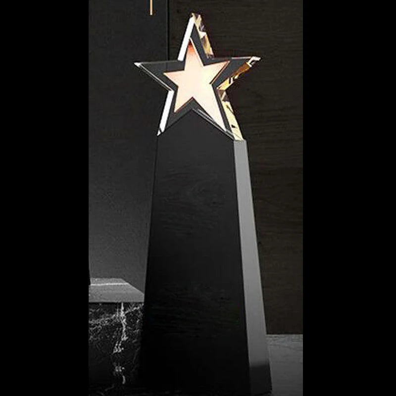 CustomizedFive-Pointed Star Crystal Trophy, Gold Silver Copper, Celebration Gift, Competition Award, Staff Meeting Souvenir, 1Pc