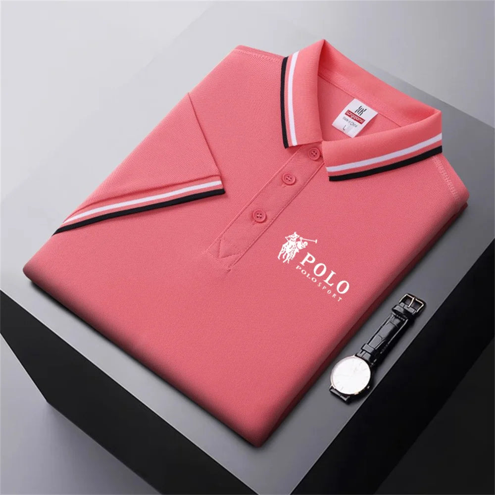 Men Breathable T-Shirt Business And Leisure POLO Shirt Summer New Fashion Short Sleeve Clothes Solid Color Comfortable Pullovers
