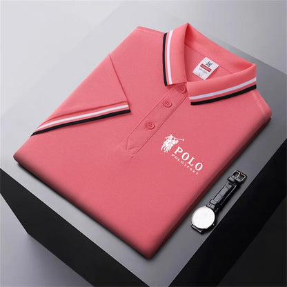 Men Breathable T-Shirt Business And Leisure POLO Shirt Summer New Fashion Short Sleeve Clothes Solid Color Comfortable Pullovers