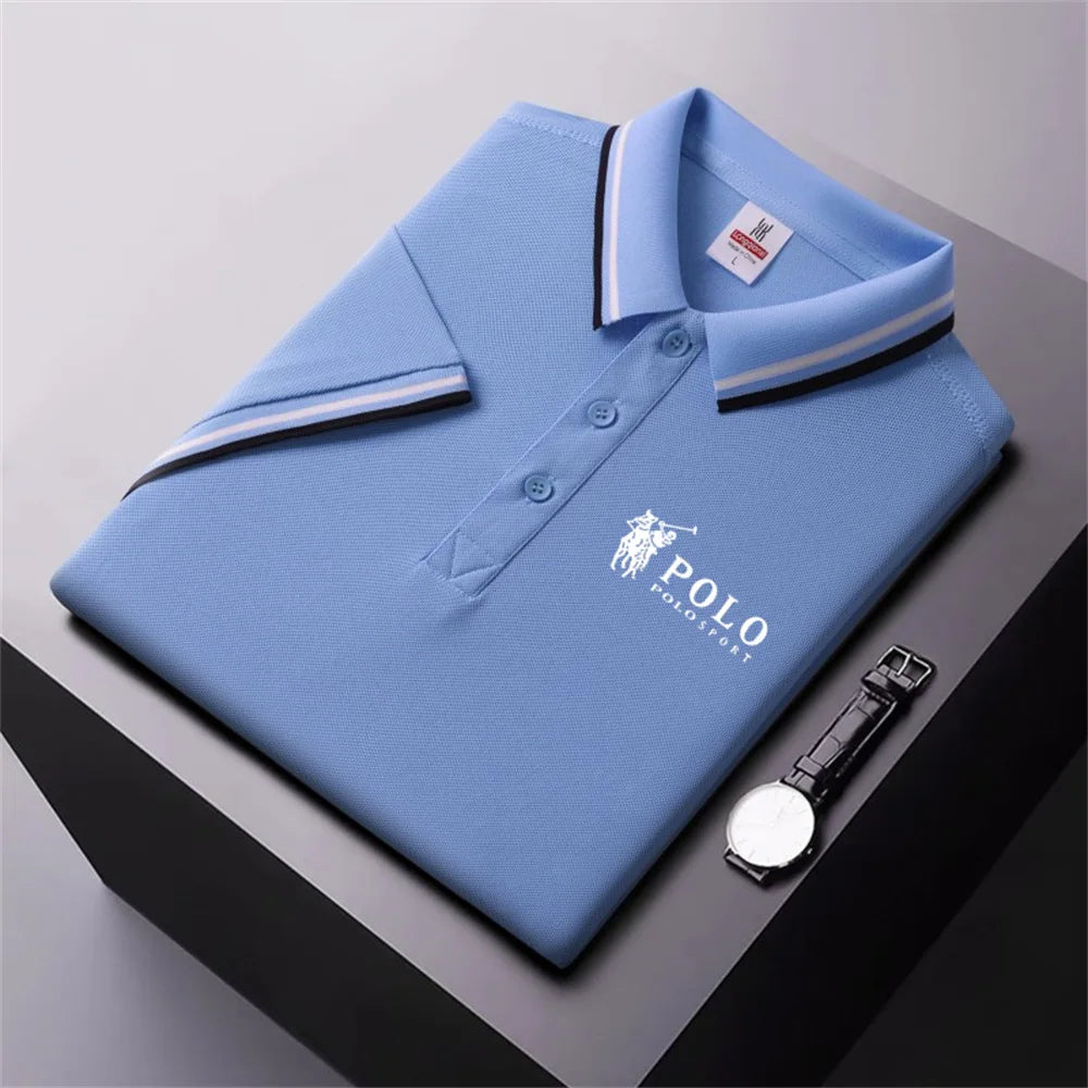 Men Breathable T-Shirt Business And Leisure POLO Shirt Summer New Fashion Short Sleeve Clothes Solid Color Comfortable Pullovers