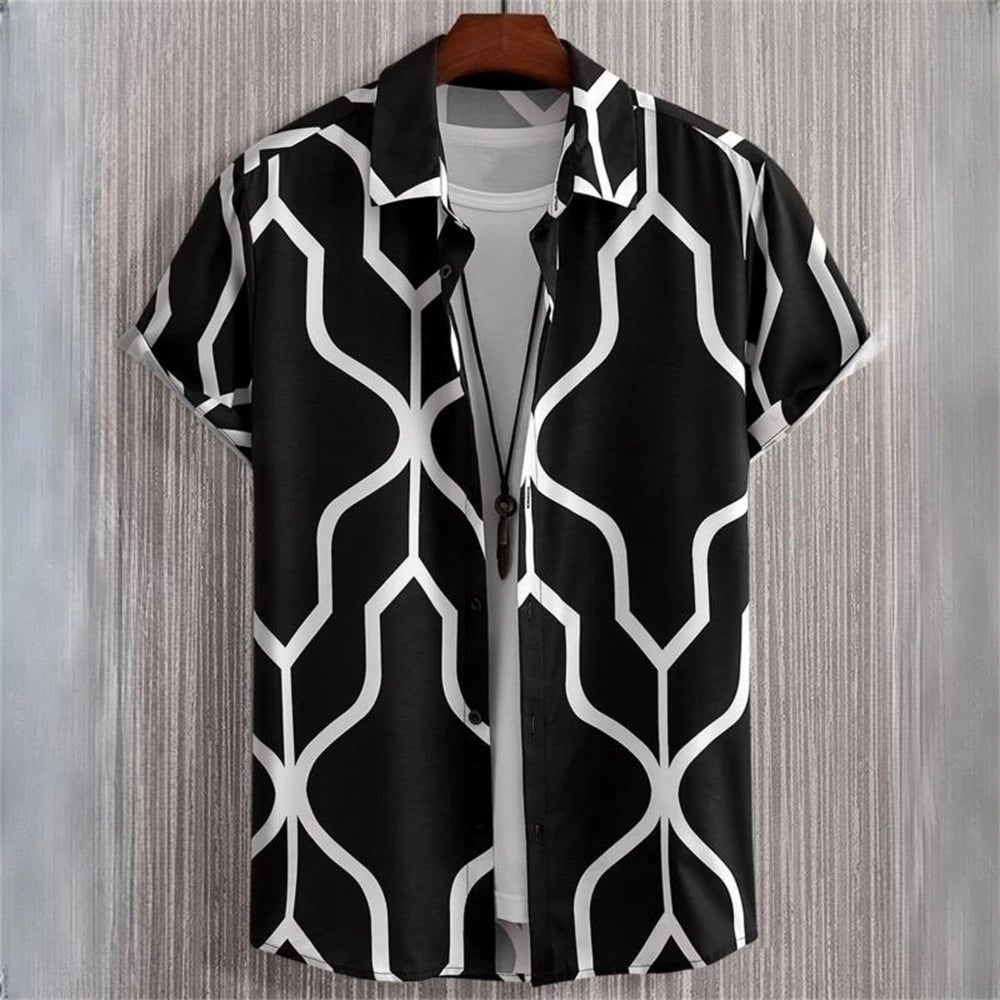 Simple Men's Shirts 3d Patchwork Printing High-Quality Men's Clothing Street Designer Short Sleeved Beach Party Hawaiian Shirts